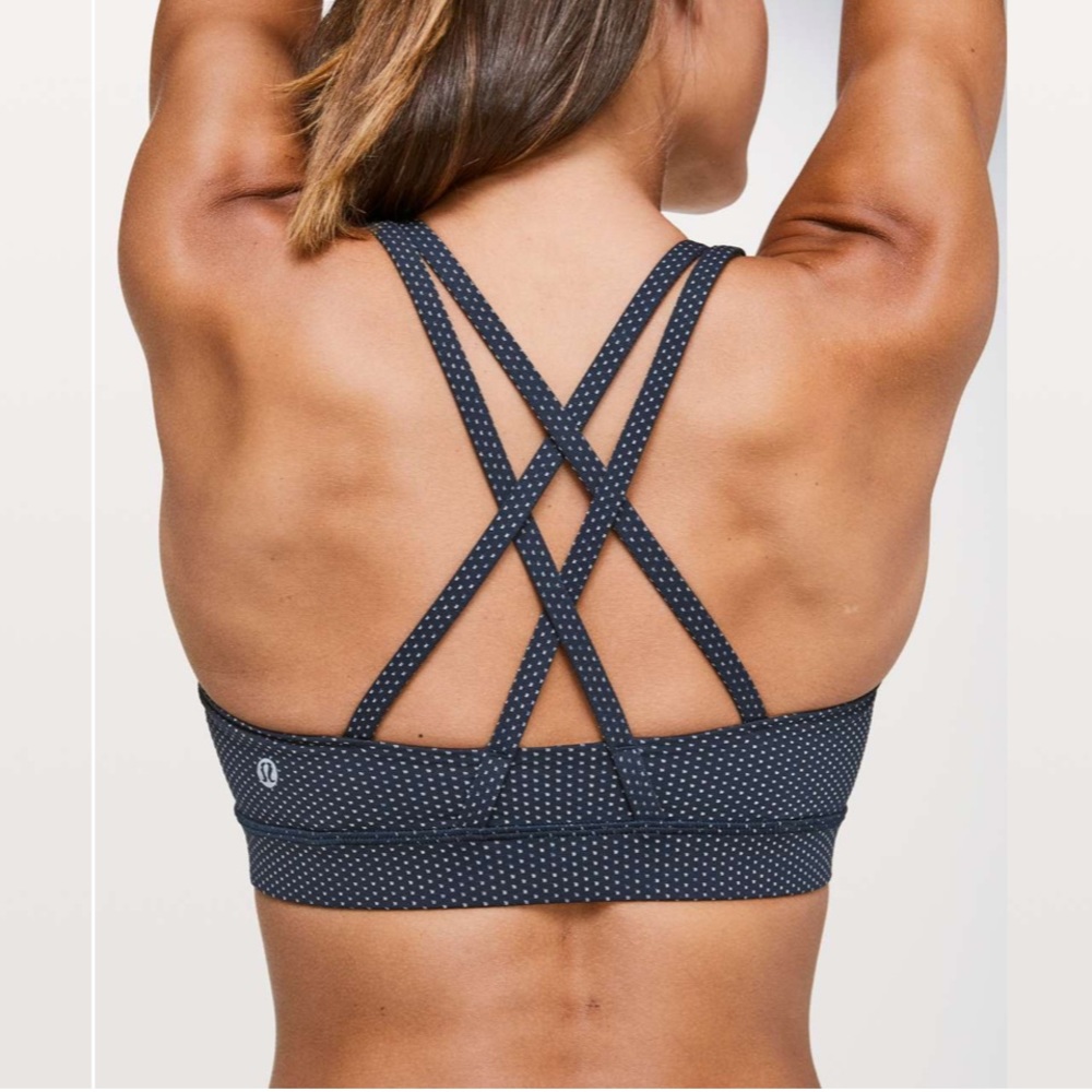 Lululemon Energy Bra In Pacific Pointe Jacquard True Navy Onyx Blue Size 10